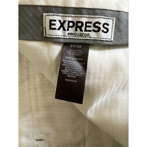 Express Men's Pants Chinos Gray Casual Cotton Straight Fit 33/32 - Picture 7 of 7